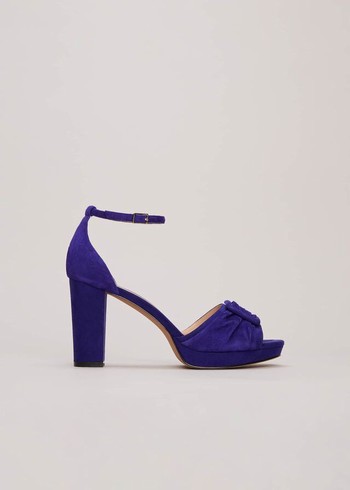 Phase Eight Blue Suede Platform Heels Blue USA | 5183204-OY